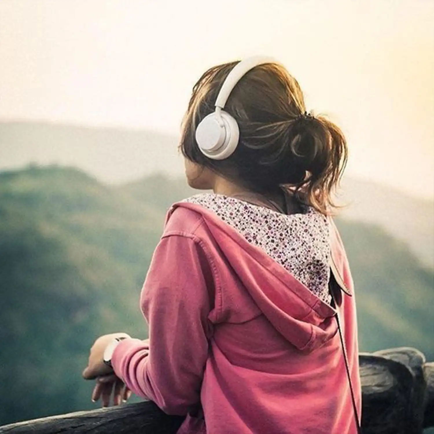 Girl Listening Music Headphones dp